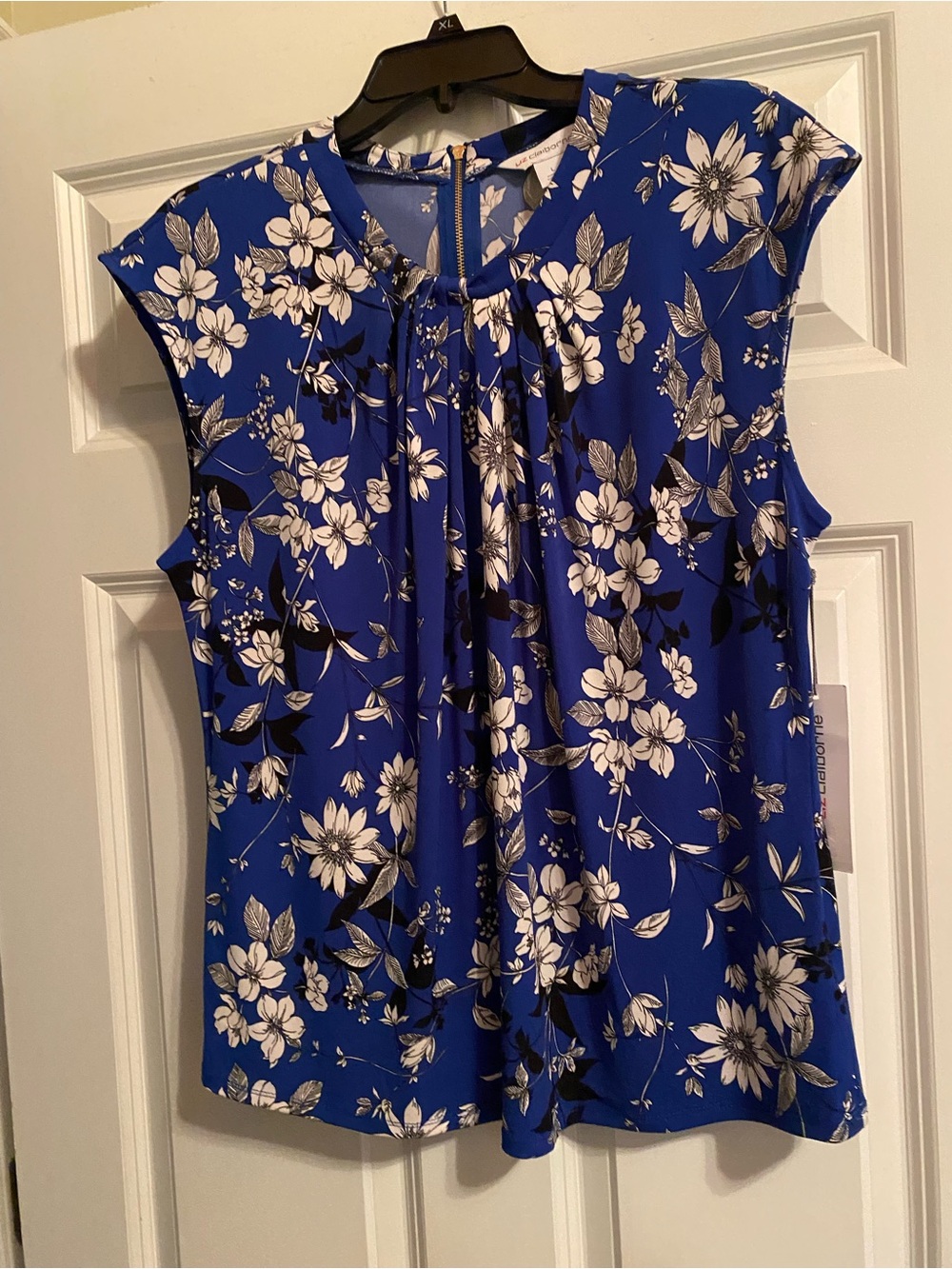 Liz Claiborne Royal Blue Floral Sleeveless Top